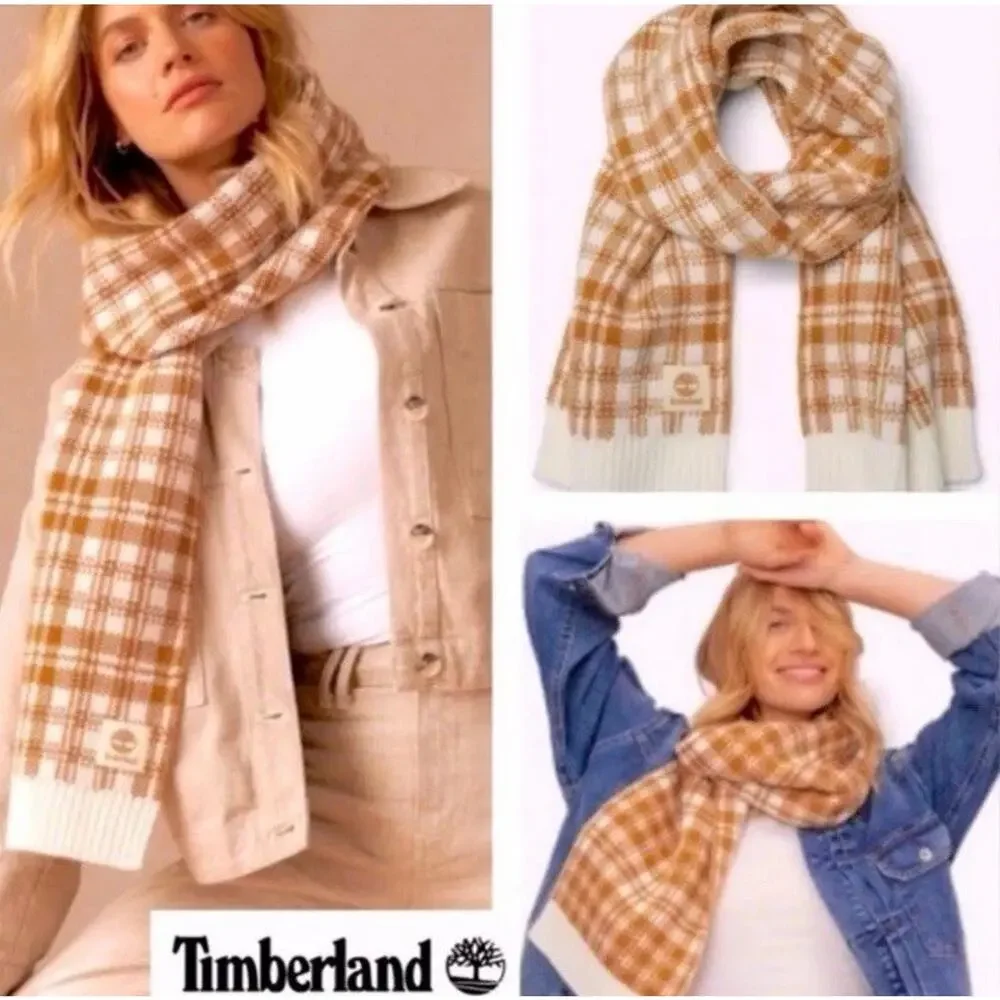 Timberland Buffalo Plaid Scarf‎ Knit Rectangle Preppy Academia Outdoors Camp